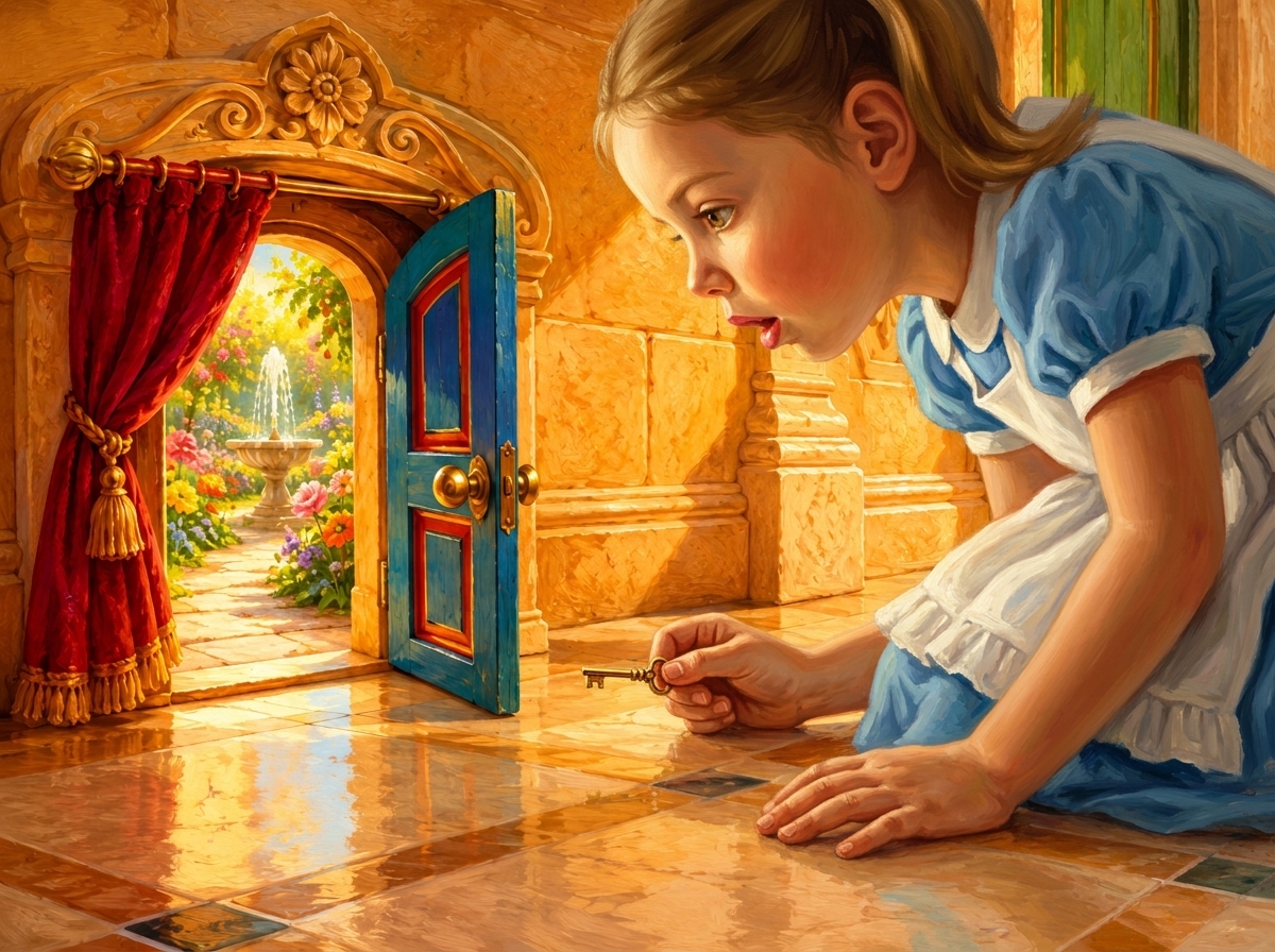 The child as Alice at the little door