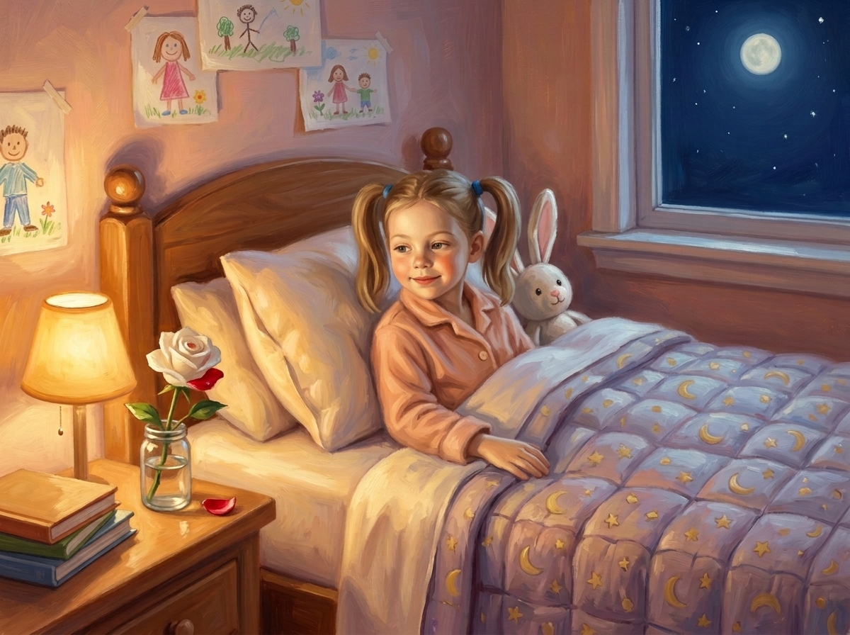 A child as Alice, home and cosy