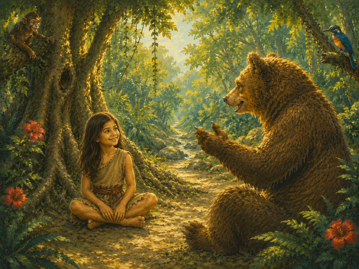 A child in a Jungle Book scene